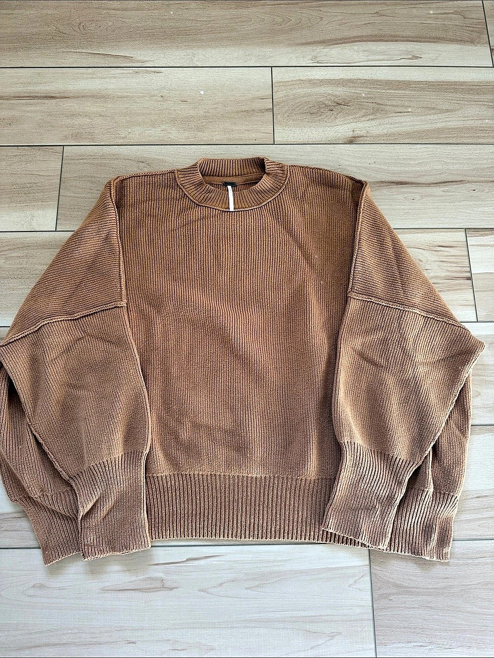 Free People Slouchy Easy Street Ribbed Sweater Brown Small